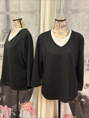 Speculation Black Ribbed Layered-Look Top